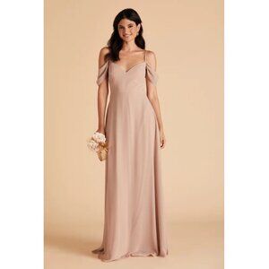 Birdy Grey Devin Chiffon Dress Sz Medium Womens Taupe Bridesmaid Prom Formal